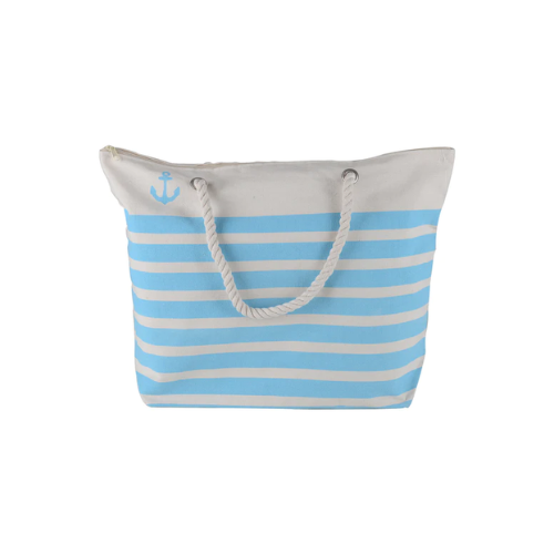 Baby Blue Striped Beach Bag